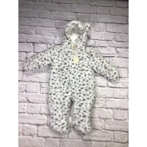 First Wish Baby Size 6-9mo Faux Fur Leopard Print Warm Bunting snow Suit - Picture 1 of 3