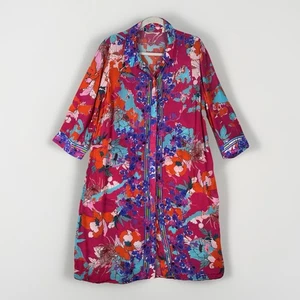 Soft Surroundings Garden Path Floral Shirt Dress Large Button Front Bright - Picture 1 of 6