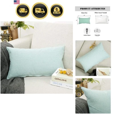 Decorative Throw Pillow Cover Cotton Linen Cushion Cover for Couch Bed 12x20 ... - Image 1 of 4