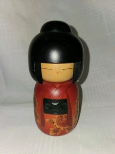 Kokeshi Wood Doll Painted Burned Pyrography Japan • Signed - Picture 1 of 6