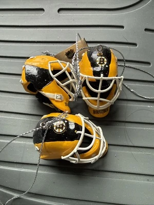 "Lote de 3 adornos de máscara de portero Boston Bruins FOCO Forever Collectibles 2""" Foto 1 de 4