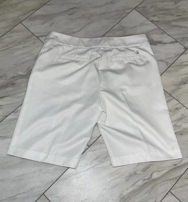 IZOD Golf Womens Size 14 White Beige Polyester Flat Front Active Bermuda Shorts - Image 1 of 4