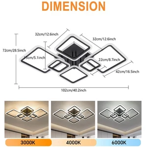 Three Colors Ceiling Light 5440 Lumens Led Chandelier Adjustable Brightness 68w - Picture 1 of 19