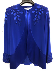 Oleg Cassino BLACK TIE formelle Jacke Gr. 12 kobaltblau flüssiger Satin Perlen - Bild 1 von 21