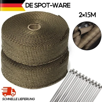 2*15M Titan Hitzeschutzband Auspuff Band bis 1400°Hitzeschutz Heat Wrap Krümmer - Bild 1 von 4