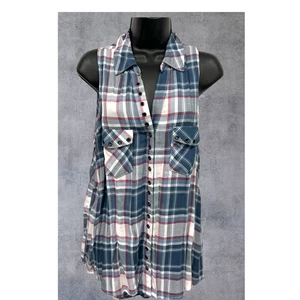 Rock and Republic Blue Plaid Tank Size Large - Picture 1 of 7