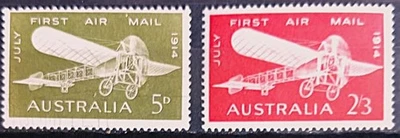 AUSTRALIA 1964 50th ANNIVERSARY OF 1st AUSTRALIAN AIR MAIL FLIGHT SG370/371 MNH - Image 1 of 2