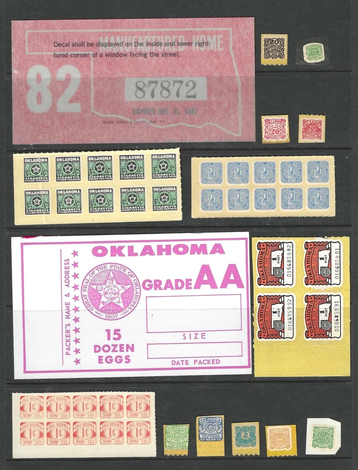 Lot of (45) US State of OKLAHOMA OK Revenue Stamps MINT HIGH CAT VALUE LOOK!!! - Image 1 of 1