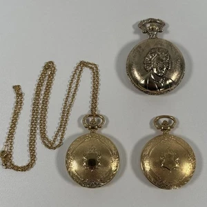 Lote de 3 relojes de bolsillo vintage Sekonda Dad Beethoven color dorado - Imagen 1 de 15