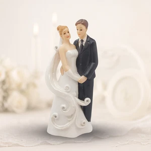 Dekofigur Hochzeit Brautpaar 16x7,5cm weiß Tortenfigur Hochzeitsfiguren - Bild 1 von 2