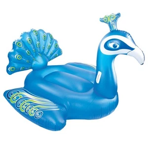 Jumbo Inflatable Peacock Pool Float Giant Green Peacock Ride On w/ Handles - Picture 1 of 9