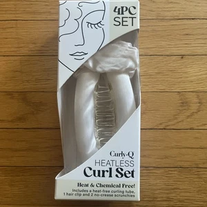 Curly-Q Heatless Curl Set 4 piece set hair clip, tube, 2 Scrunchies NIB White - Picture 1 of 5