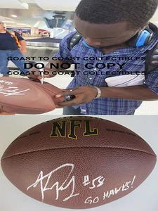 Kevin Pierre Louis, Seattle Seahawks, firmado, autografiado, fútbol americano de la NFL, CERTIFICADO DE AUTENTICIDAD, PRUEBA - Imagen 1 de 2