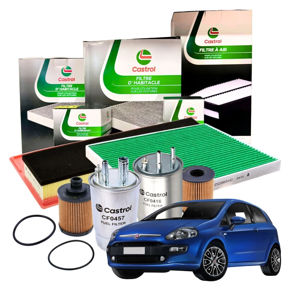Kit Tagliando Completo Castrol Fiat Grande Punto 1.3 D MultiJet 4 Filtri - Immagine 1 di 4