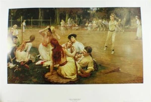 IMPRESIÓN/TENIS EN VECHIVILLE/FRANCIA/FREDERICK A BRIDGEMAN/39CMS X 69CMS/NUEVO - Imagen 1 de 1