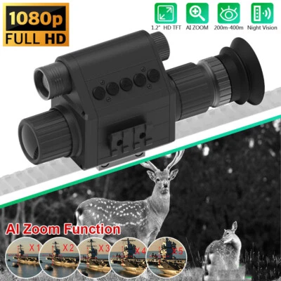 Laser IR 850nm Night Vision Scope 5x AI Zoom Crosshair Adjustable 32GB 1080P Cam - Image 1 of 4