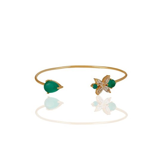 VALENTINO Bracciale Braccialetto Bracciale Multi Pietra Placcato Oro 18k Fiore Regalo Per Donna