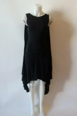 女式 BLOOMINGDALE 黑色混合媒体袖 A 字连衣裙 S * — 第 1/4 张图片