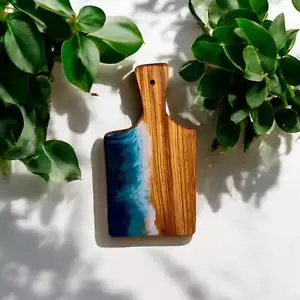 Purple Ocean Wave Olive Wood Charcuterie Boards, Serving Board, Cutting Board - Picture 1 of 5