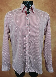 Guide London Long Sleeve Red Striped Double Collar Designer Shirt XXL/2XL - Picture 1 of 13