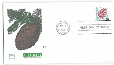 USA FDC 1993 Pine Cone Self-Adhesive Stamp - Image 1 of 2