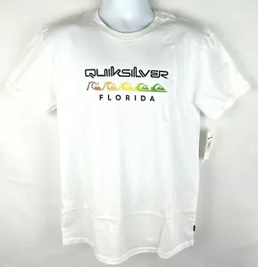 Quiksilver Herren T-Shirt Größe M Florida Grafik Logo weiß kurzarm - Bild 1 von 6