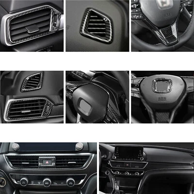 For Honda Accord 18-22 Carbon Fiber Style Dashboard Center AC Vent Frame Cover - Image 1 of 4