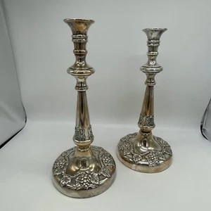 VTG Lawrence B. Smith Co Silver Plate Weighted Ornate Candlesticks Pair 12.5" - Picture 1 of 11