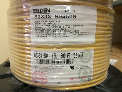 83393 004 CABLE BELDEN 83393-004500 2 SEGUNDOS 20AWG YLW SHLD CABLE CARRETE 500 FT Foto 1 de 2