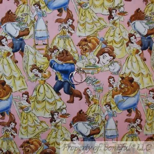 BonEful Fabric FQ Cotton Quilt Yellow Belle Beauty & The Beast Movie Girl Dress - Picture 1 of 12
