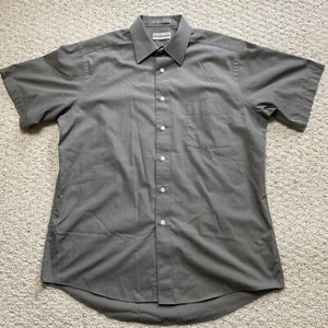 David Taylor Mens Dress Shirt sz 16 Gray Short Sleeve Pocket Casual Career - Picture 1 of 13