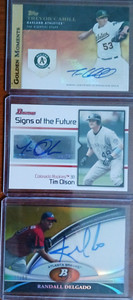 *3 AUTO's* TREVOR CAHILL/TIM OLSON/RANDALL DELGADO (16/50) A's, Rockies, Braves
