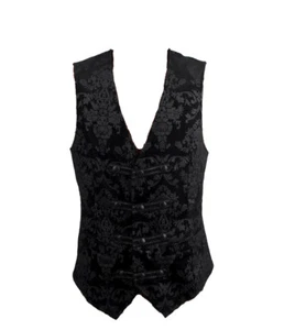 PUNKRAVE BLACK GOTHIC VAMPIRE VINTAGE PALACE PRINTING WESTERN STYLE VEST Y-452 - Picture 1 of 6