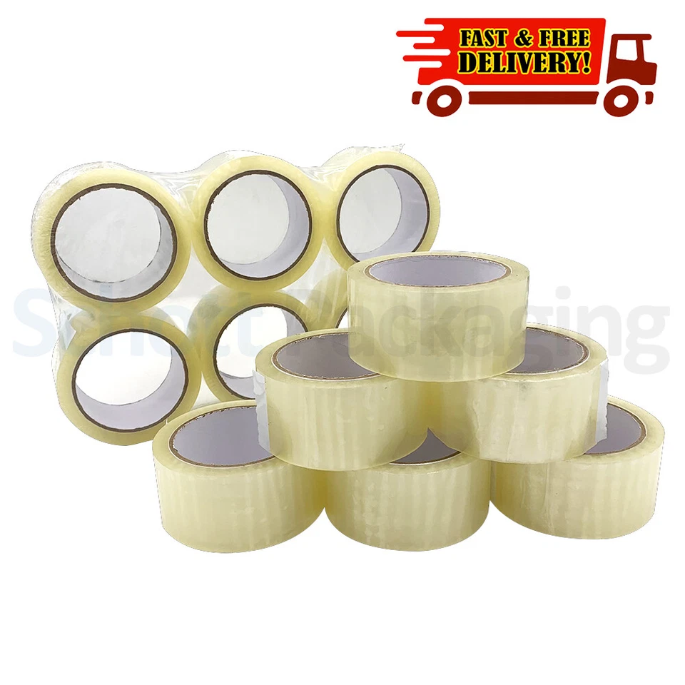 SCHOTT 18 Rolls of LOW NOISE CLEAR TAPE 48mm x 66M LONG LENGTH PACKING PARCEL TAPE