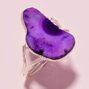 Purple Botswana Agate Gemstone Handmade Fashion Ethnic Jewelry Ring 8" MXR-3800