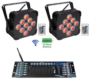 (2) Rockville BEST PAR 60 Rechargeable Wash Lights w/Wireless DMX Controller - Picture 1 of 12