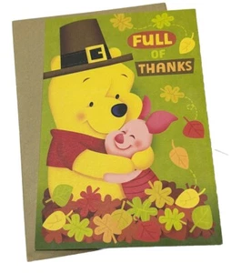 Happy Thanksgiving Greeting Card Disney Winnie the Pooh Hallmark Full of Thanks - Picture 1 of 6