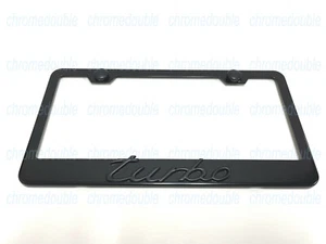 1pc 3D TURBO (Black) - BLACK Stainless Steel License Plate Frame w/Screw caps - Picture 1 of 4