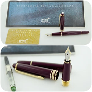 Penna stilografica Mont Blanc Meisterstuck 144 Bordeaux 14k pennino medio - Foto 1 di 11