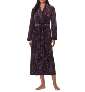 NWT Lauren Ralph Lauren PURPLE PAISLEY VELVET 50" Long Luxurious Robe Women's S. - Picture 1 of 8