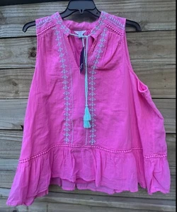 Crown & Ivy New Woman’s Size 3X Sleeveless Pink Tunic Peasant Blouse Top NWT - Picture 1 of 9