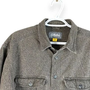Cabelas Chamois Cloth Outdoor Flannel Shirt Mens L Tall Brown Long Sleeve Cotton - Picture 1 of 4
