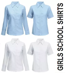 Camicia ragazza camicetta top uniforme scuola bianca manica corta lunga 3-18 anni 26-48" - Foto 1 di 7