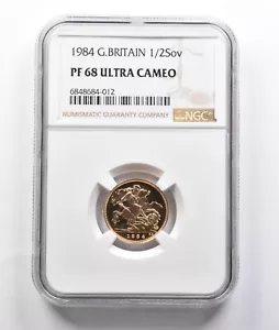 PF68 UCAM 1984 Great Britain 1/2 Sovereign NGC *7755 - Picture 1 of 3