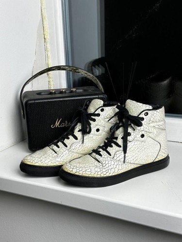 Balenciaga scarpe da ginnastica alte pelle di serpente screpolata taglia EU 40