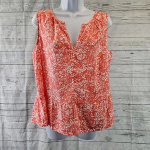 Gap Damen Top Gr. Medium Rosa Weiß Blumenmuster Baumwollmischung Ärmellos - Bild 1 von 6