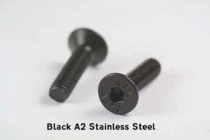 M4 (4mm) BLACK A2 STAINLESS STEEL SOCKET COUNTER SUNK SCREWS  ALLEN KEY BOLTS - Picture 1 of 2