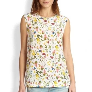 EQUIPMENT FEMME Kyle camicetta senza maniche floreale farfalla seta taglia M - Foto 1 di 9