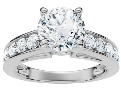 3.05 Ct Round Lab Grown Diamond Women's Engagement Ring In 14k White Gold - Image 1 of 4