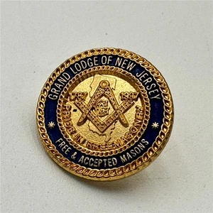 Vintage Grand Lodge of New Jersey Masonic NJ Pin Gold Toned Free Accepted Masons - Picture 1 of 1